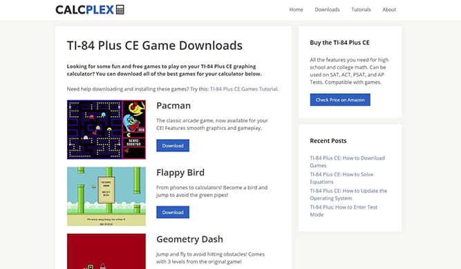 CalcPlex TI-84 Plus CE Game Library